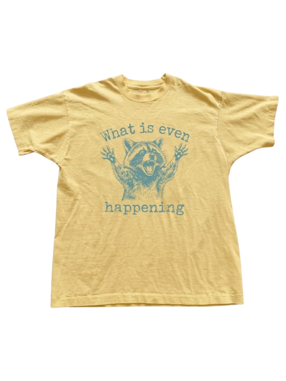 Gildan What Is Even Happening Raccoon Graphic Tee - Yellow